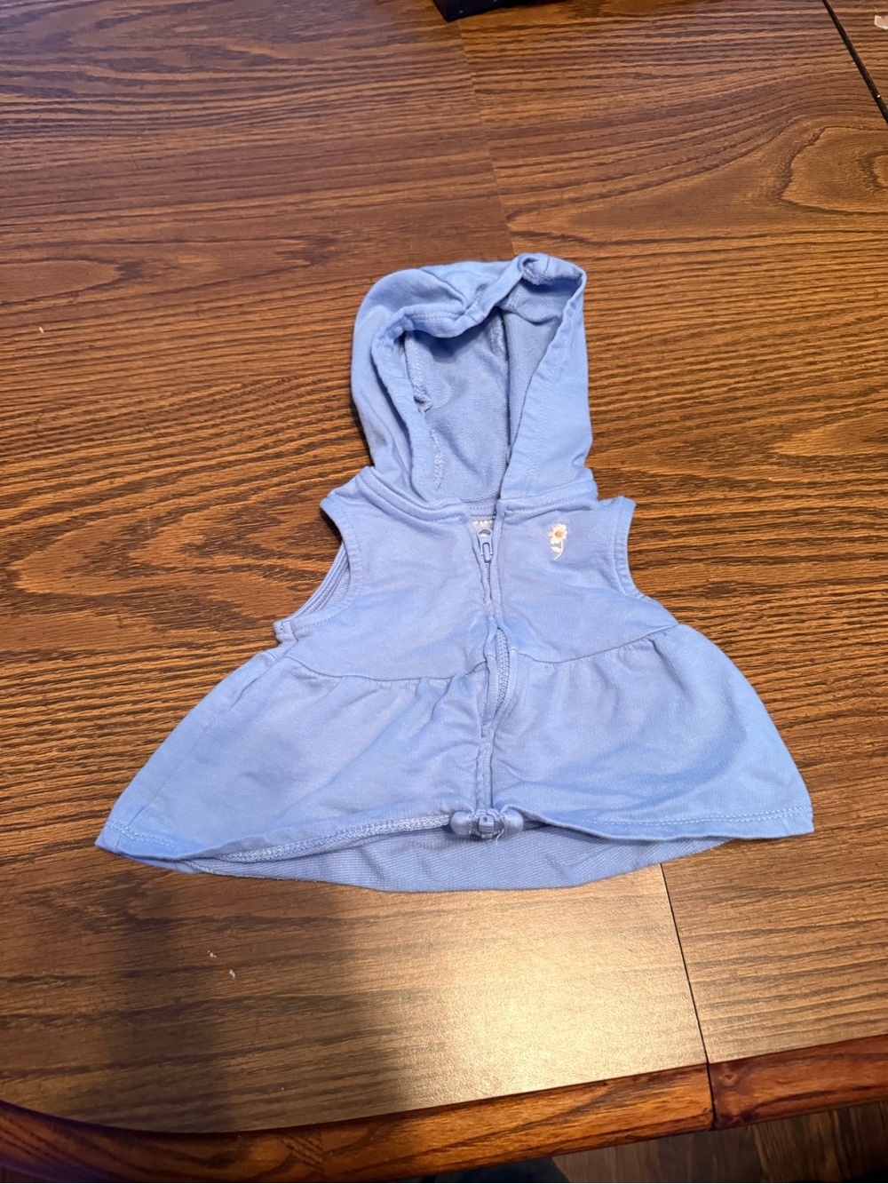 Carter's Light Blue Hooded Sleeveless Zip Top